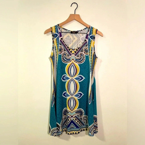 R&B COLLECTION Size S Womens Multicolor Round Neck Sleeveless Midi Dress EUC - Picture 1 of 4